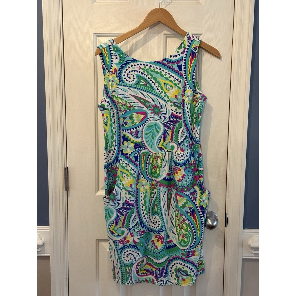 jude connally Colorful Floral Nylon Spandex Short Dress Size medium‎ Pockets USA